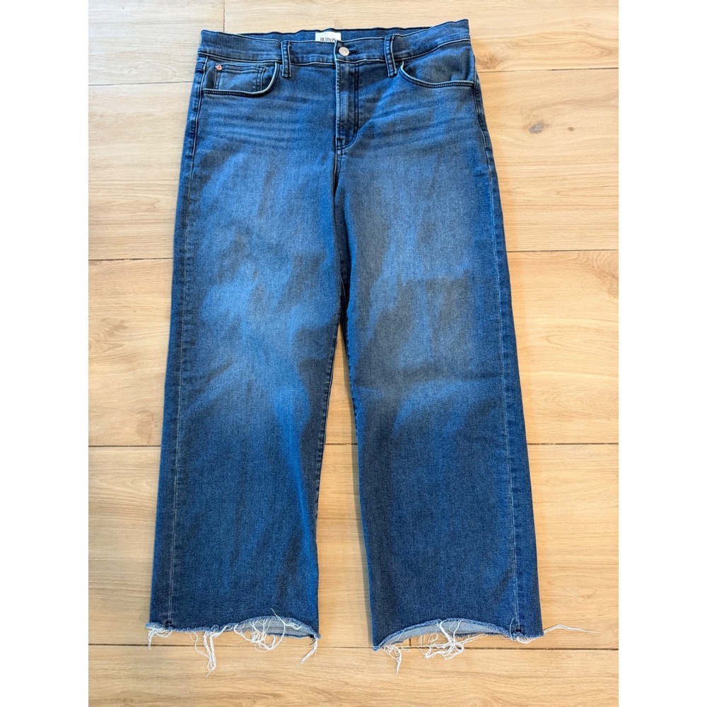 Hudson Holly High Rise Wide Leg Raw Hem Jeans Blue Denim Size 33